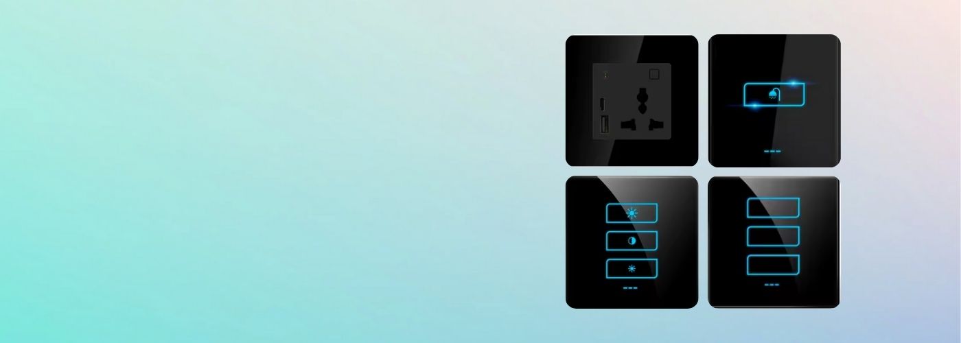 a black square and a black square with blue lights